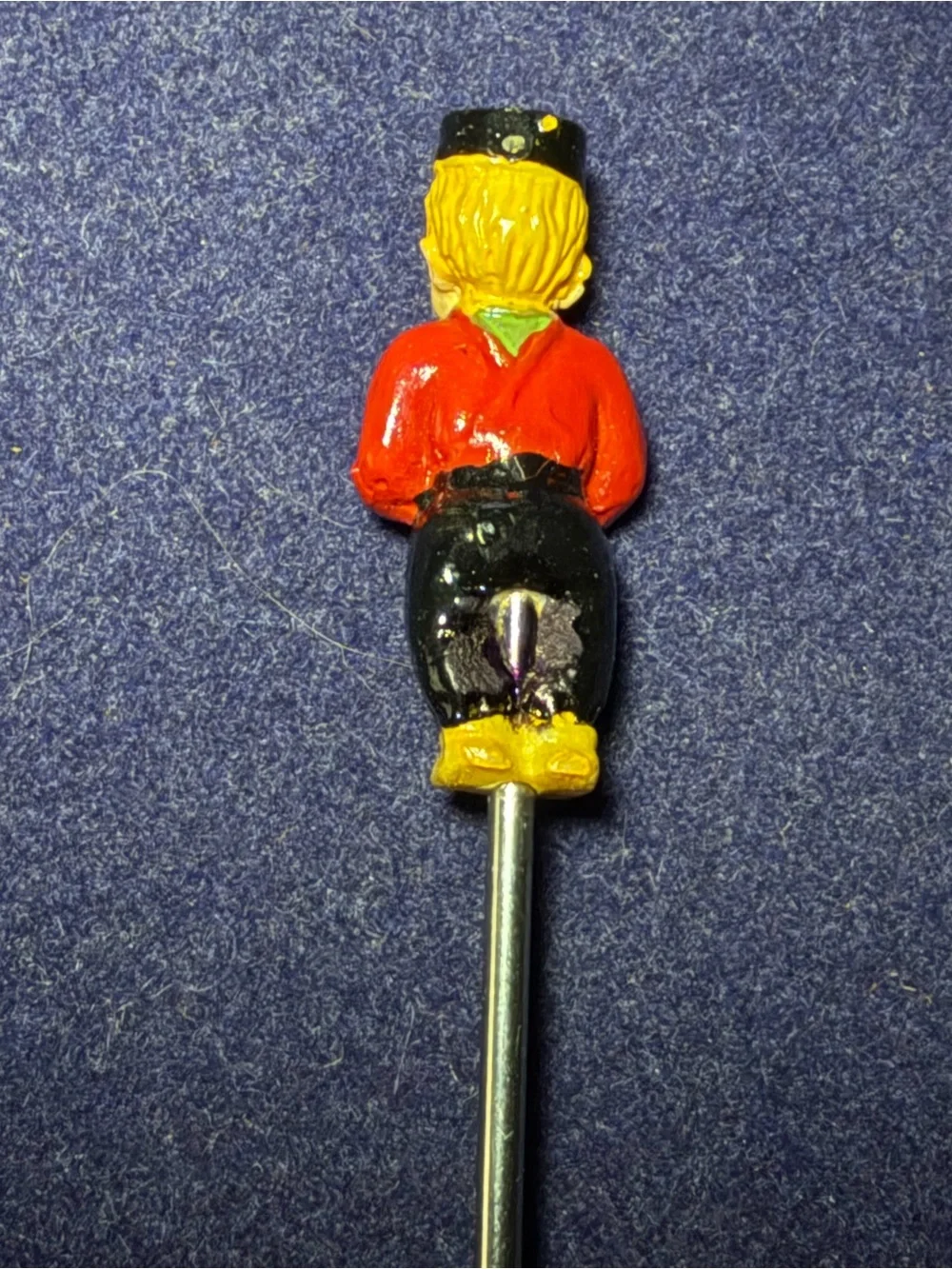 Vintage Novelty Cocktail Fork with Painted Figurine Handle